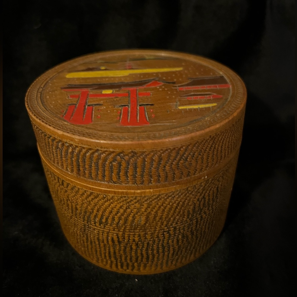 Vintage Japanese Carved Wood Box